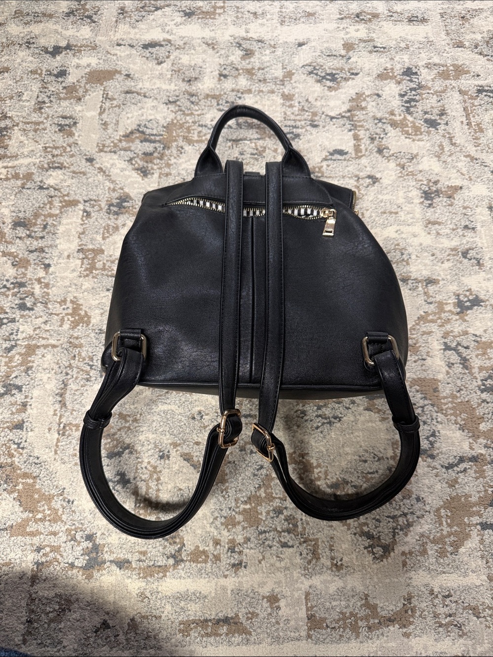 Black Leatherette Women’s Backpack Purse